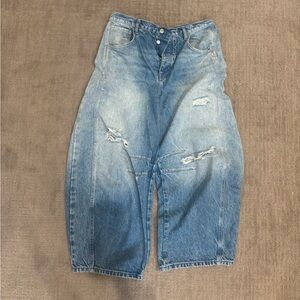 Free People Distressed Barrel Jeans